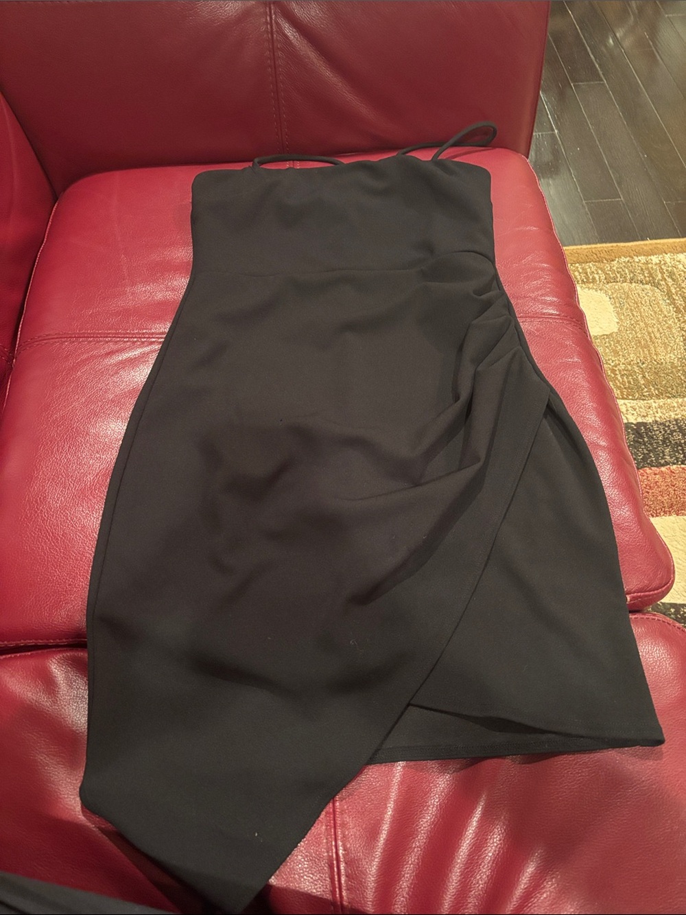 Blue Blush Black Asymmetrical Wrap Skirt
